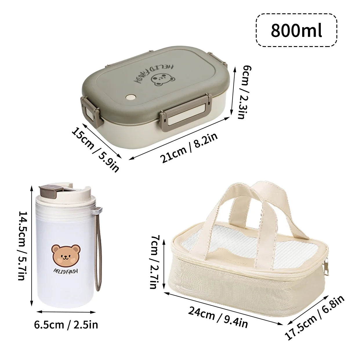 FreshMate Fiambrera Bento Antifugas con 3 Compartimentos