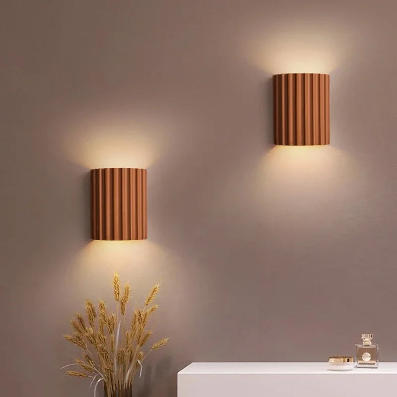 Aplique de Pared de Resina Acanalada Nórdico Moderno