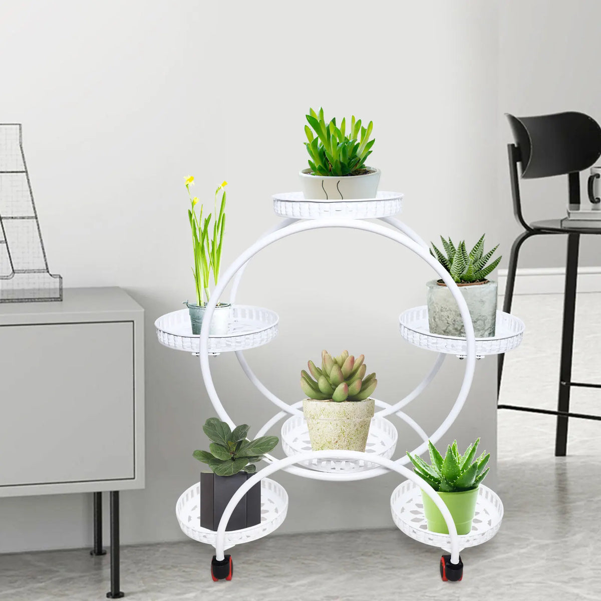 Soporte para Plantas de Metal con Ruedas de 6 Niveles