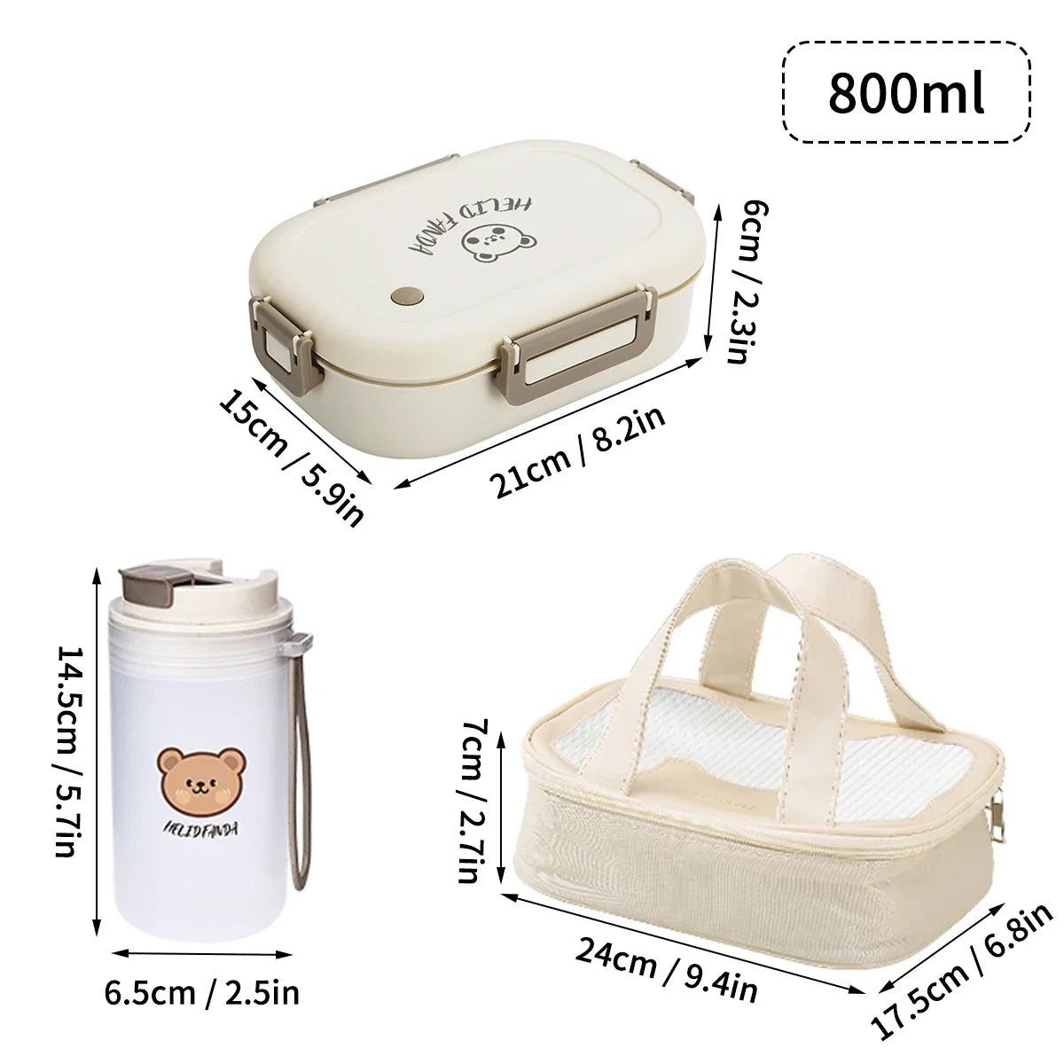 FreshMate Fiambrera Bento Antifugas con 3 Compartimentos
