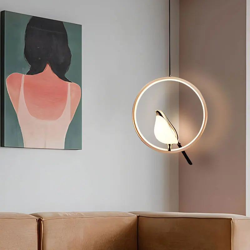 Lámpara Colgante Urraca LED con Pájaro Nórdica Artística