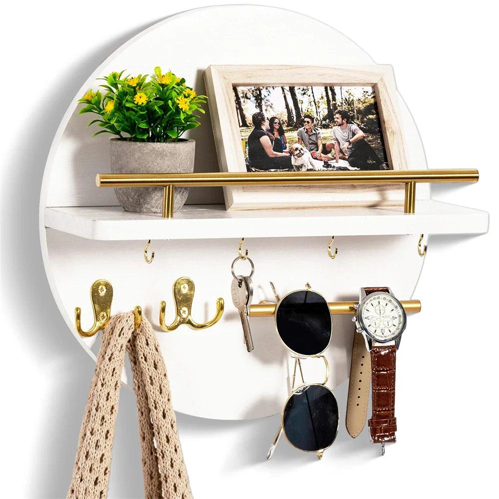 Organizador de Llaves Redondo de Madera para Pared Elegante