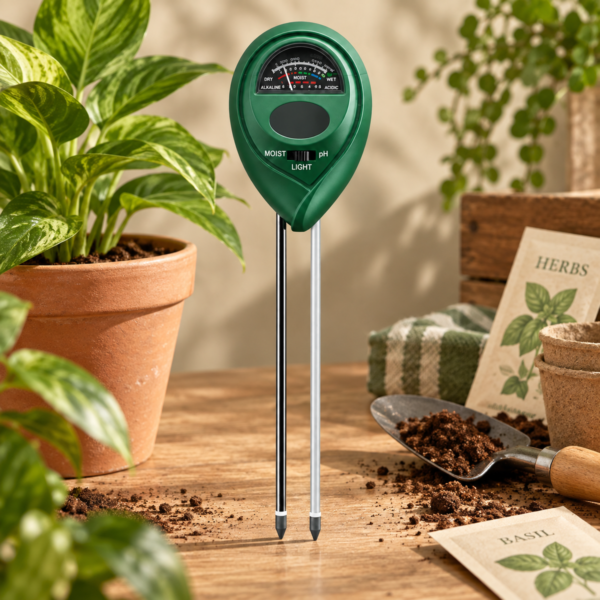 Medidor de Humedad del Suelo para Plantas, Interior y Jardín