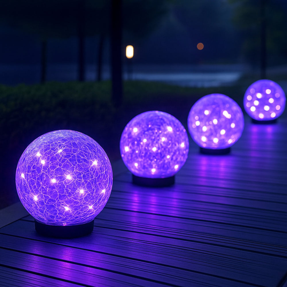 Esfera Solar de Vidrio Craquelado Luz de Jardín y Sendero