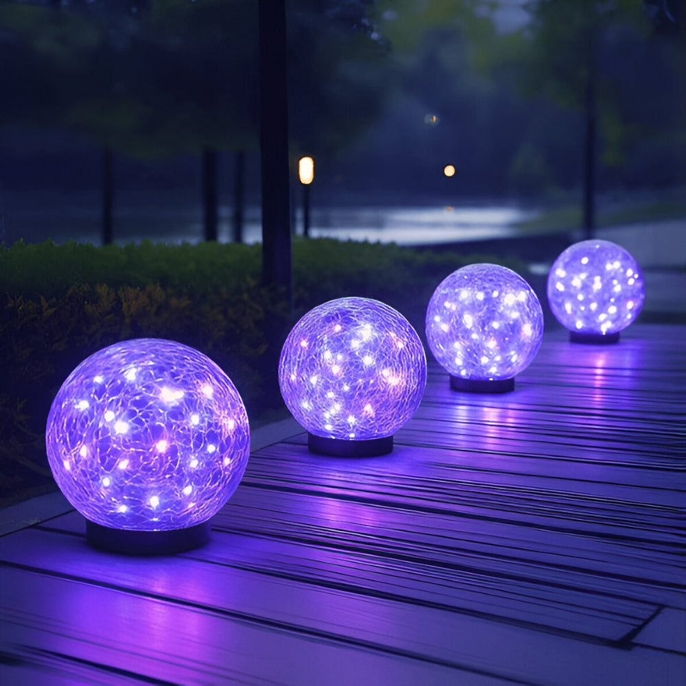 Esfera Solar de Vidrio Craquelado Luz de Jardín y Sendero