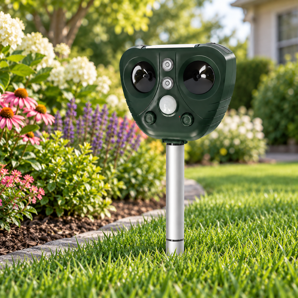 Ahuyentador Solar Ultrasónico de Aves para Jardín y Huerto
