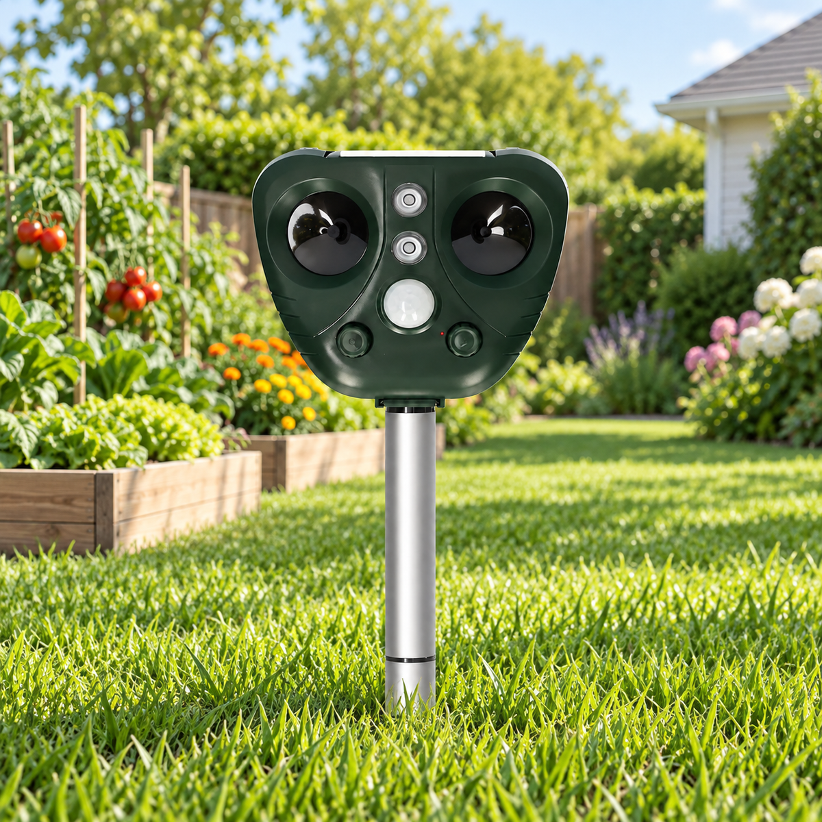 Ahuyentador Solar Ultrasónico de Aves para Jardín y Huerto