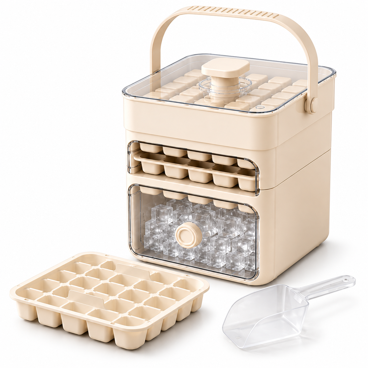 Cubiteras Apilables Antiderrame con Cajón y Tapa para Hielo