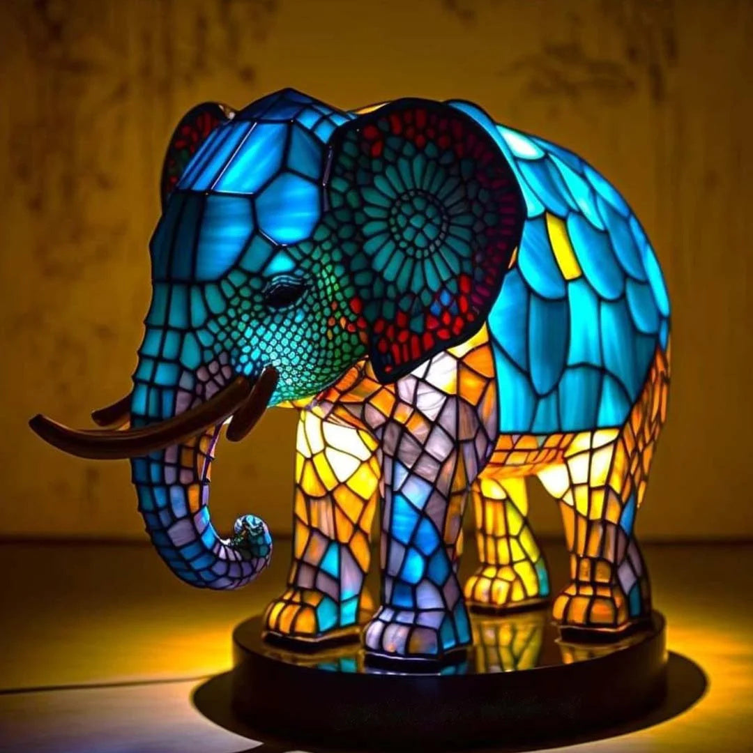 Lámpara de Mesa LED de Animales en Vidrio de Colores 17 cm