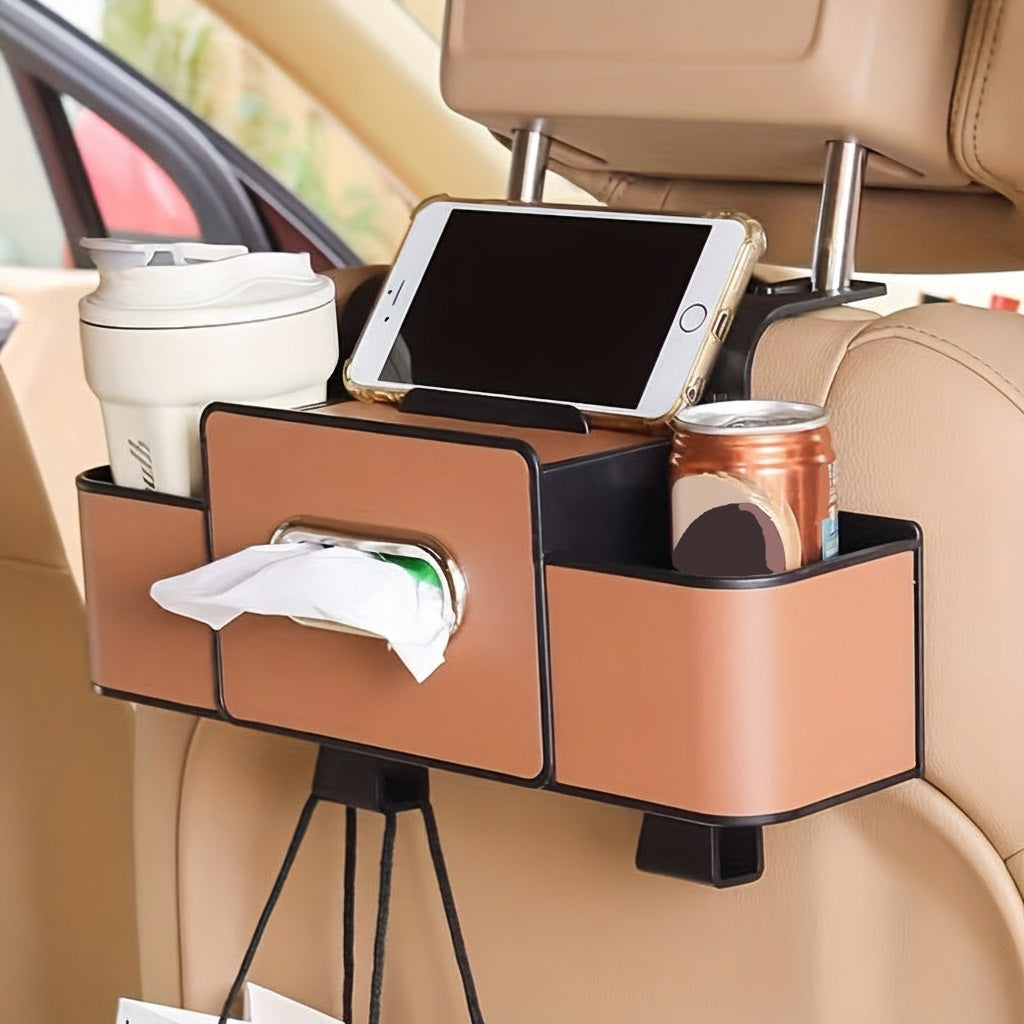 Organizador para Respaldo de Coche con Portavasos y Bandeja