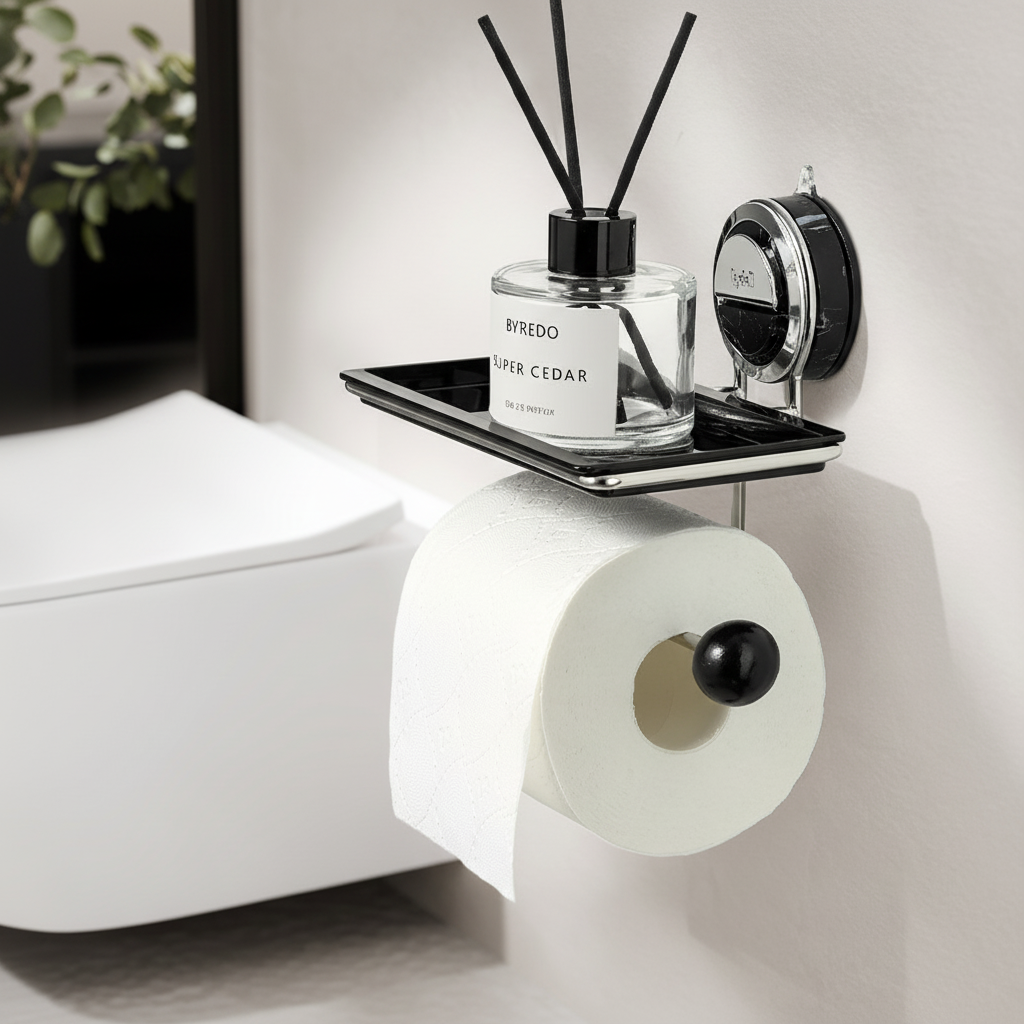 Portarrollos Adhesivo de Acero sin Taladro Baño y Cocina