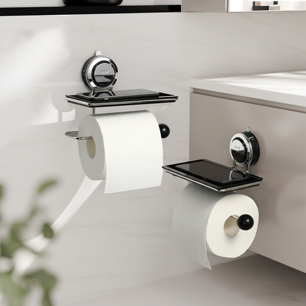 Portarrollos Adhesivo de Acero sin Taladro Baño y Cocina