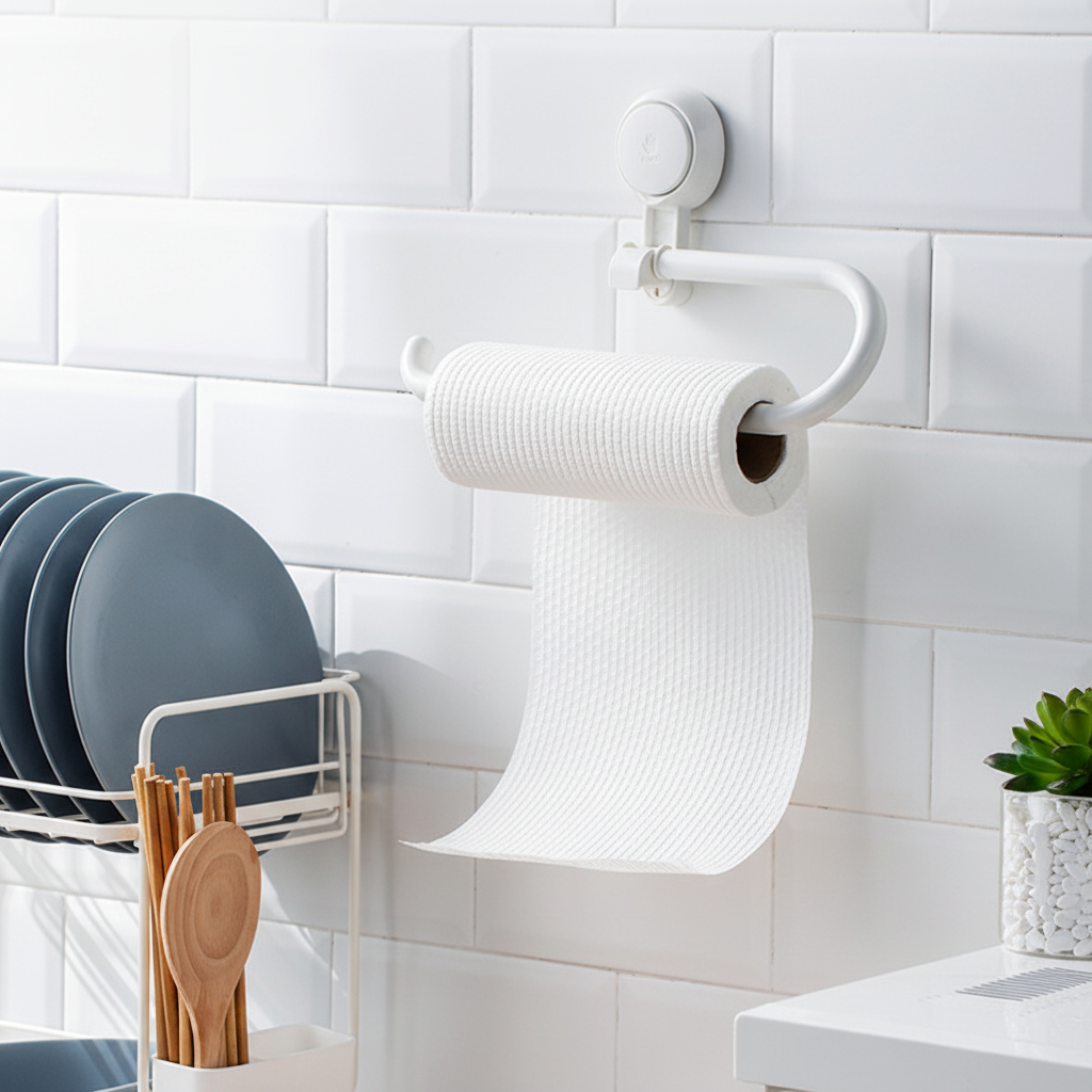 Portarrollos Adhesivo de Acero sin Taladro Baño y Cocina