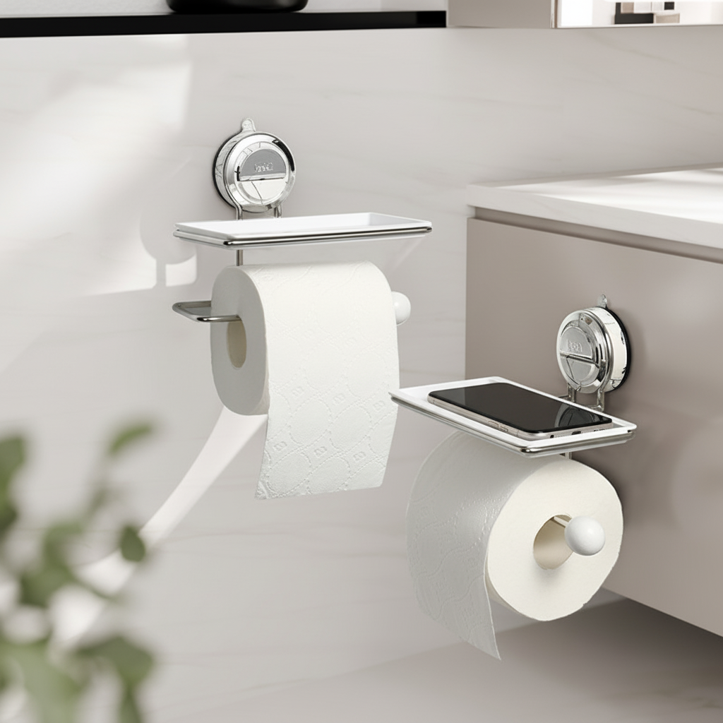 Portarrollos Adhesivo de Acero sin Taladro Baño y Cocina