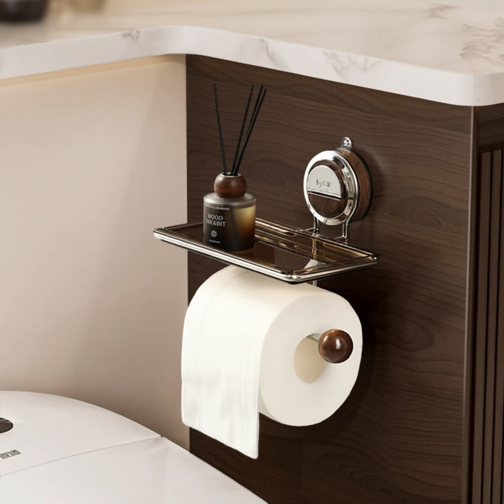 Portarrollos Adhesivo de Acero sin Taladro Baño y Cocina