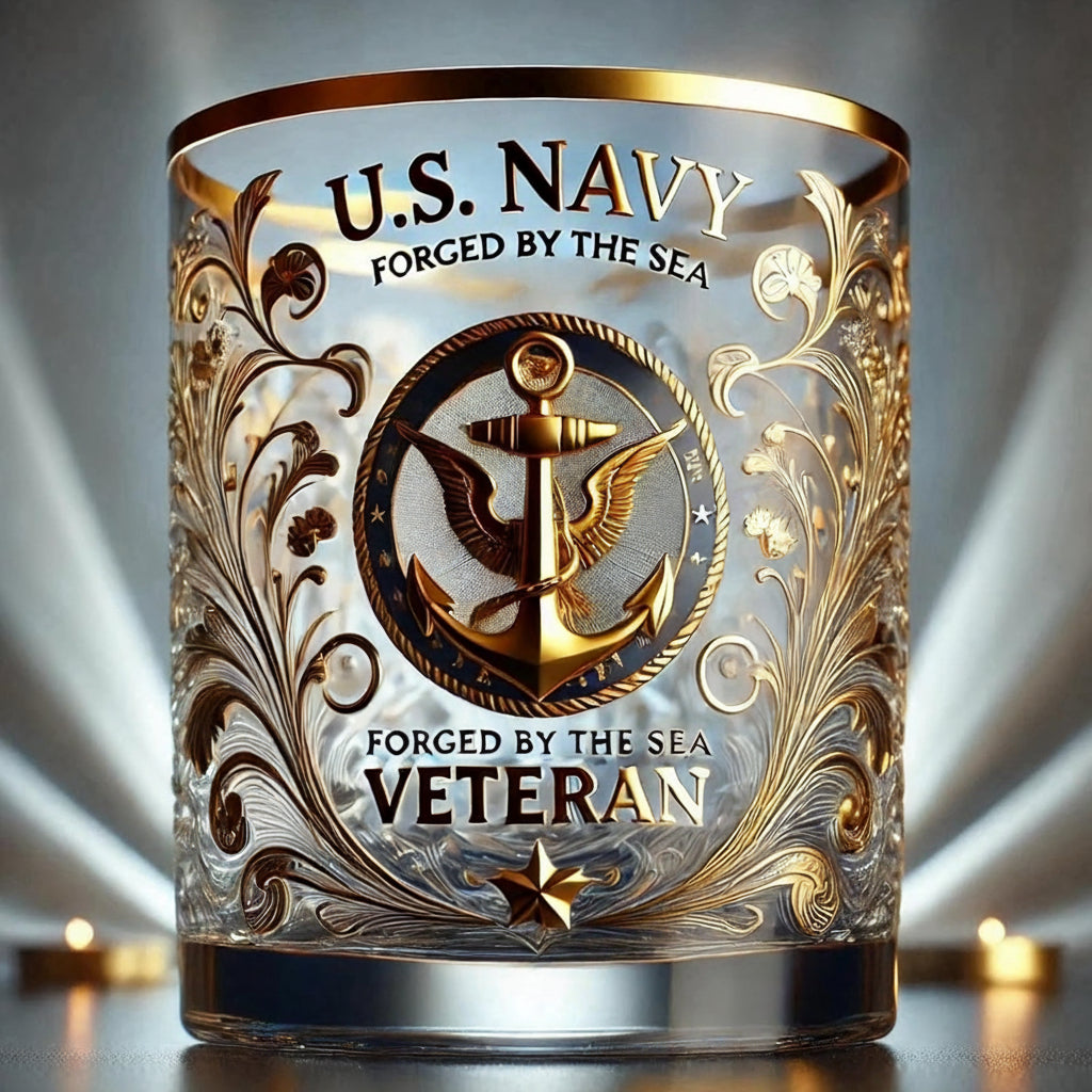 Vaso de Vidrio Grabado de Homenaje a los Veteranos Militares