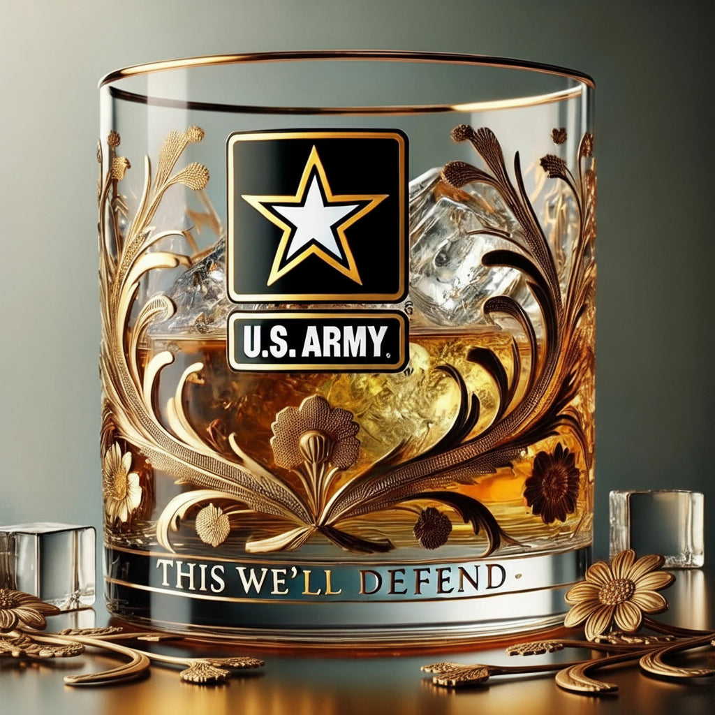 Vaso de Vidrio Grabado de Homenaje a los Veteranos Militares