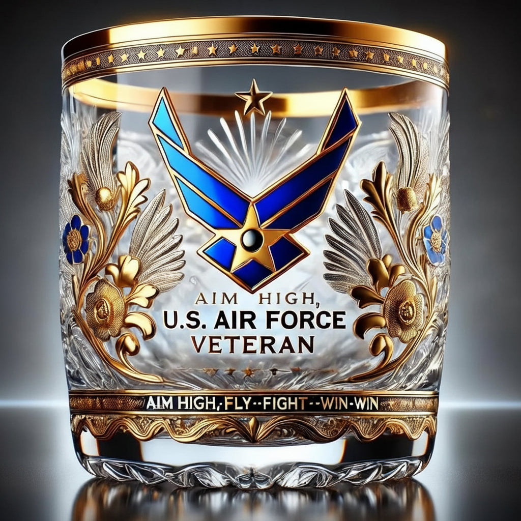Vaso de Vidrio Grabado de Homenaje a los Veteranos Militares