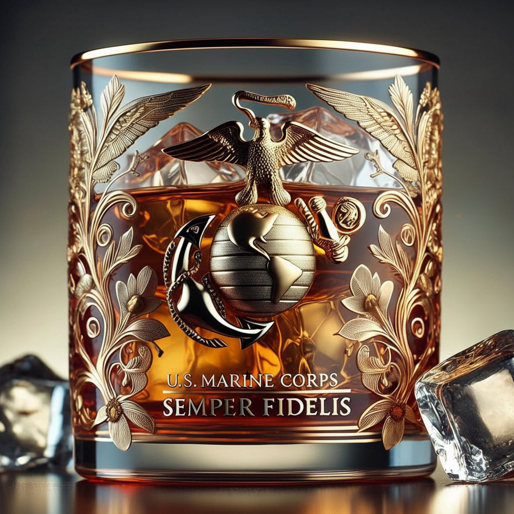 Vaso de Vidrio Grabado de Homenaje a los Veteranos Militares