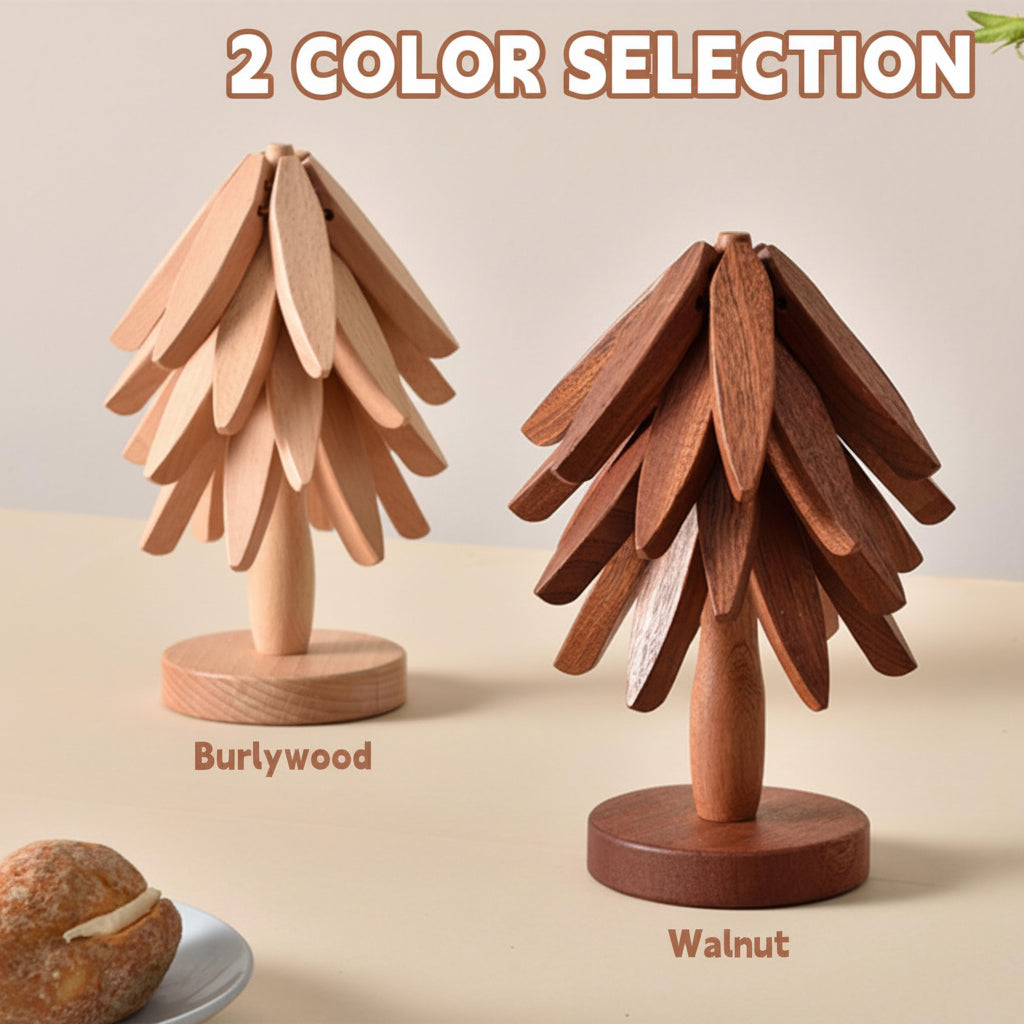 Salvamanteles de Madera Plegable con Diseño de Árbol