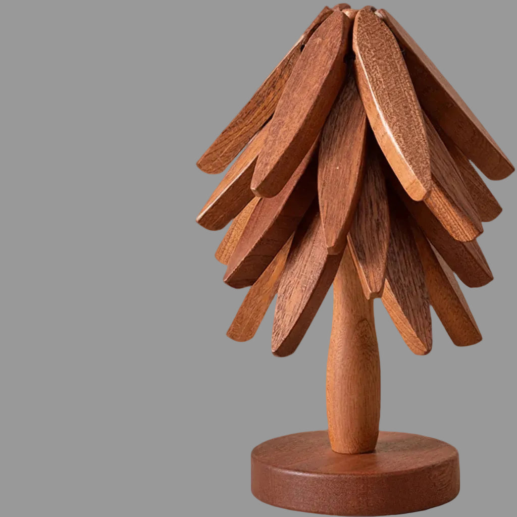 Salvamanteles de Madera Plegable con Diseño de Árbol