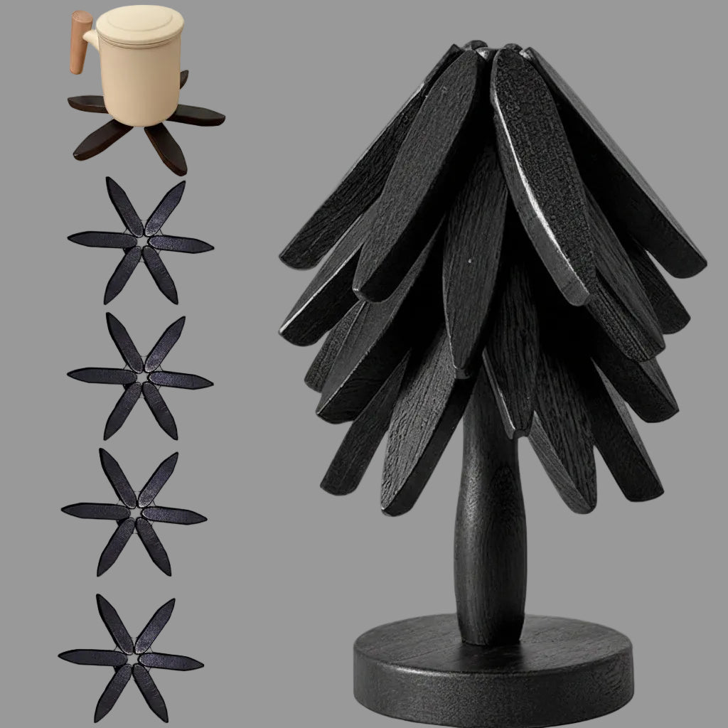 Salvamanteles de Madera Plegable con Diseño de Árbol