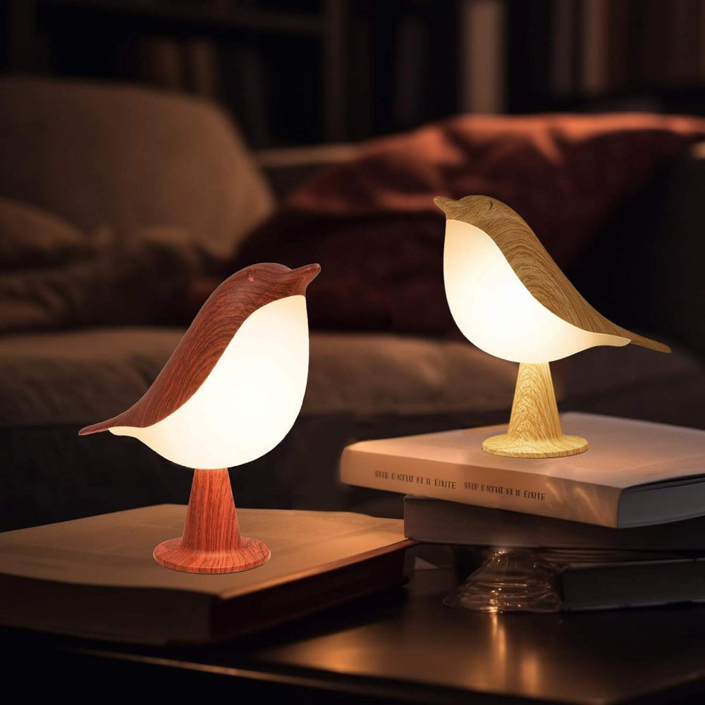 Lámpara de Mesa de Madera con Forma de Pájaro Recargable