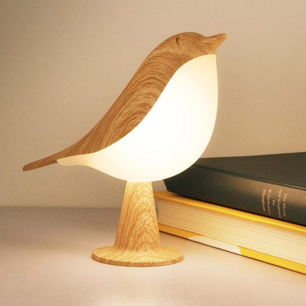 Lámpara de Mesa de Madera con Forma de Pájaro Recargable