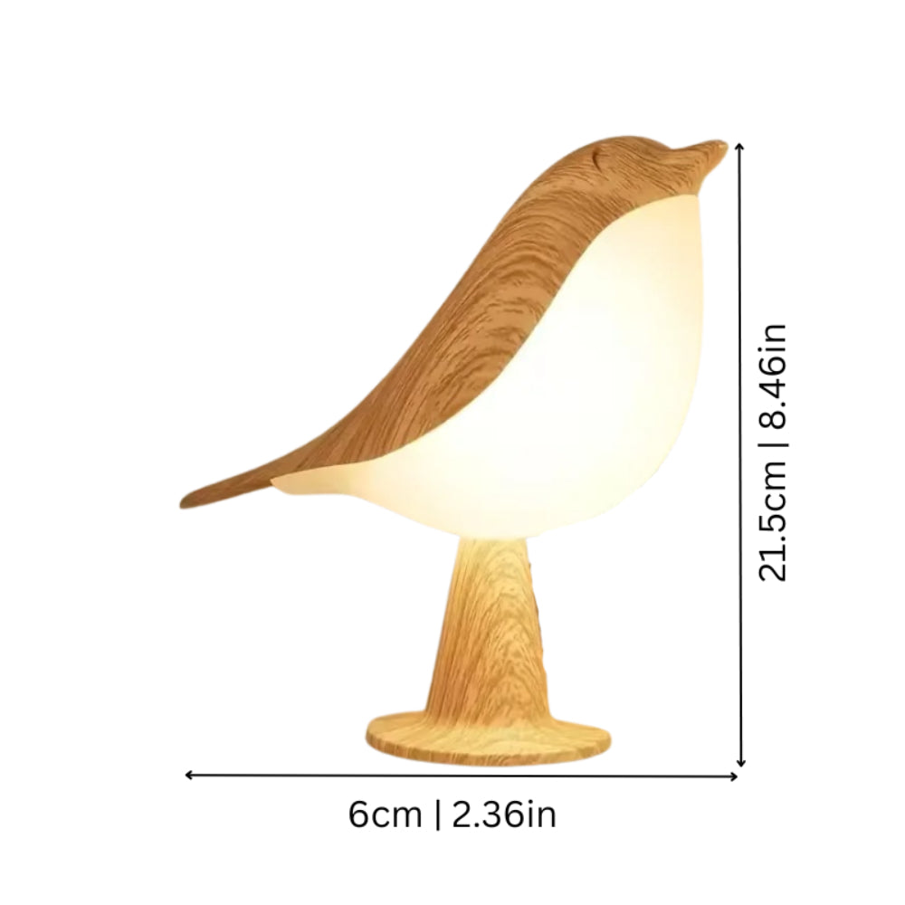 Lámpara de Mesa de Madera con Forma de Pájaro Recargable