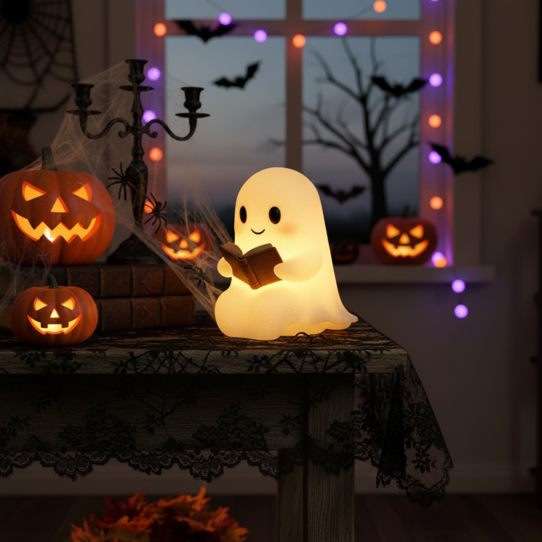Lámpara Fantasma LED de Luz Cálida Nocturna para Mesilla