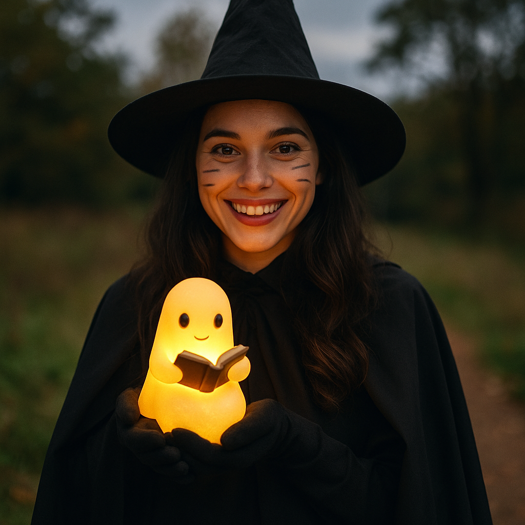 Lámpara Fantasma LED de Luz Cálida Nocturna para Mesilla