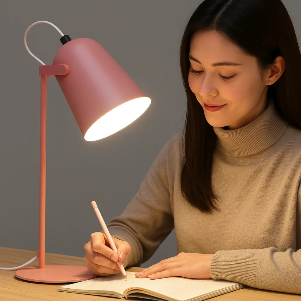 Lámpara de Mesa Giratoria de Metal con Luz Ajustable Moderna