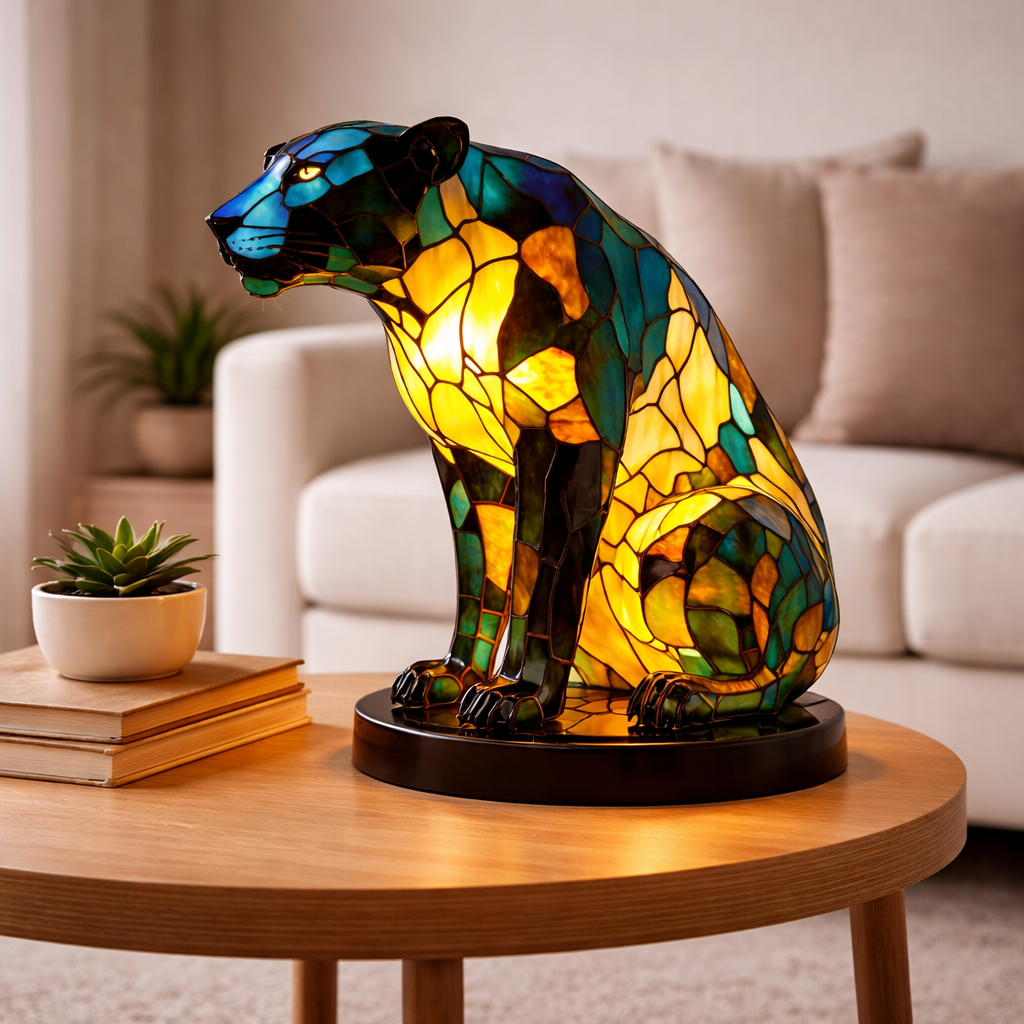 Lámpara de Mesa LED de Animales en Vidrio de Colores 17 cm