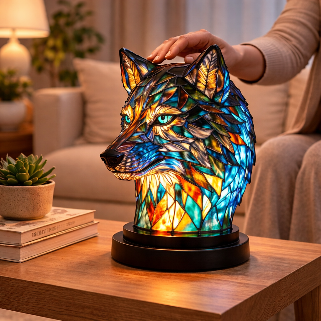 Lámpara de Mesa LED de Animales en Vidrio de Colores 17 cm