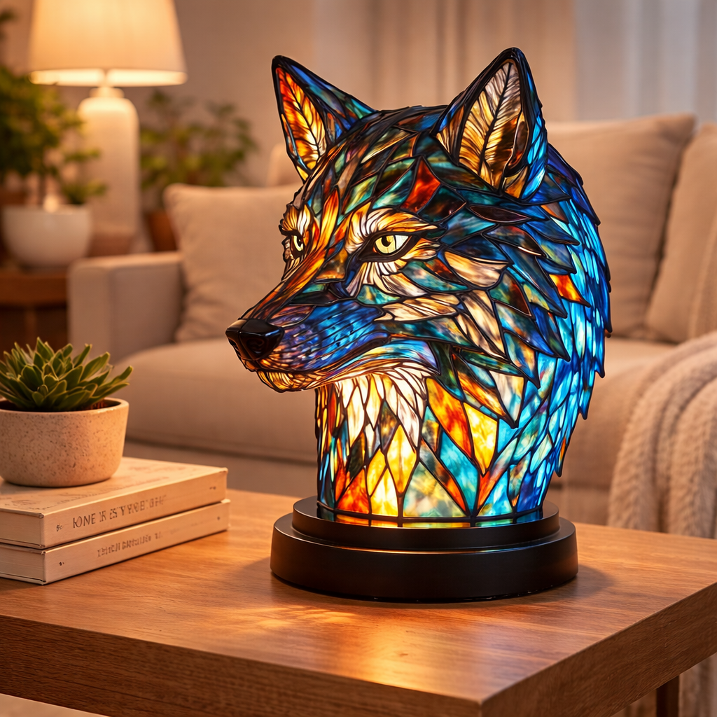 Lámpara de Mesa LED de Animales en Vidrio de Colores 17 cm