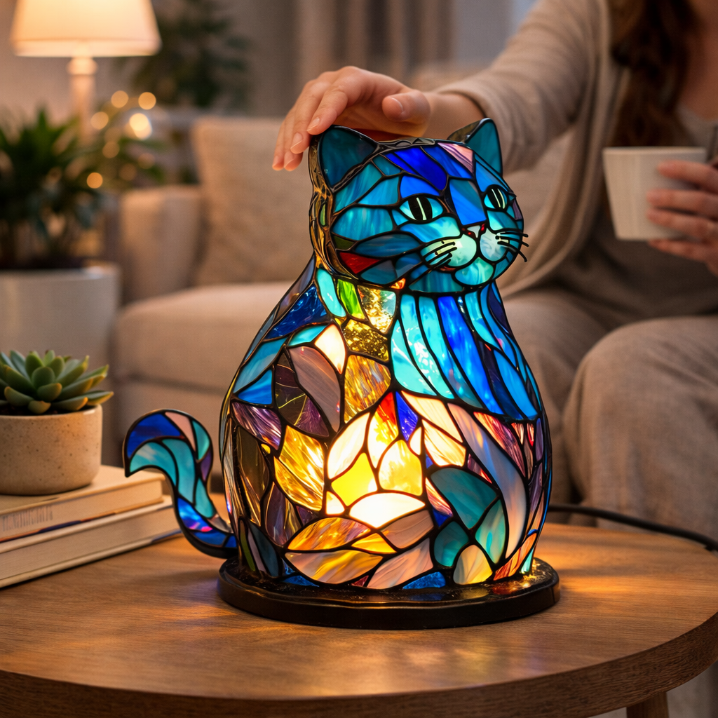 Lámpara de Mesa LED de Animales en Vidrio de Colores 17 cm