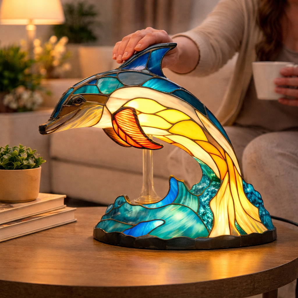 Lámpara de Mesa LED de Animales en Vidrio de Colores 17 cm
