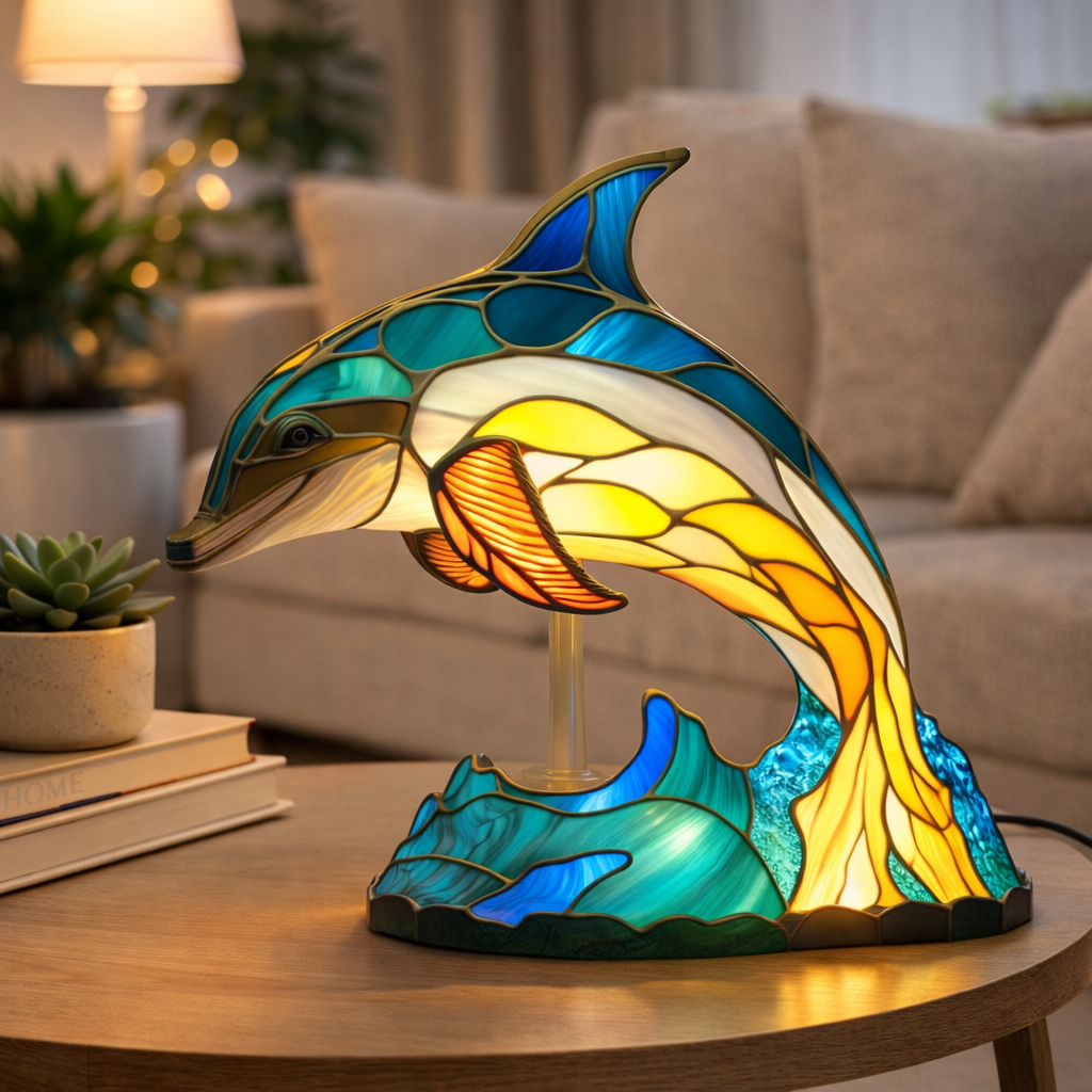 Lámpara de Mesa LED de Animales en Vidrio de Colores 17 cm