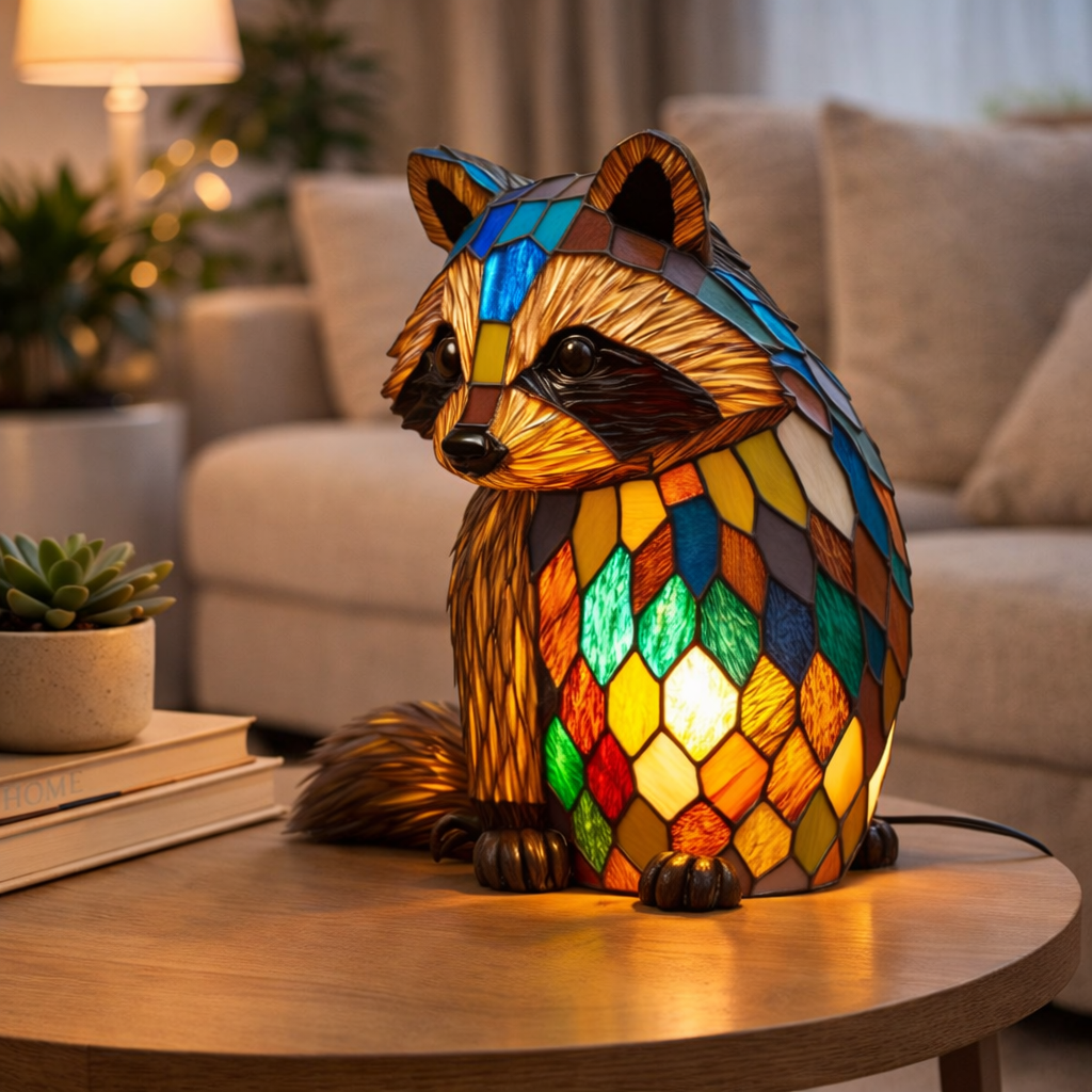 Lámpara de Mesa LED de Animales en Vidrio de Colores 17 cm
