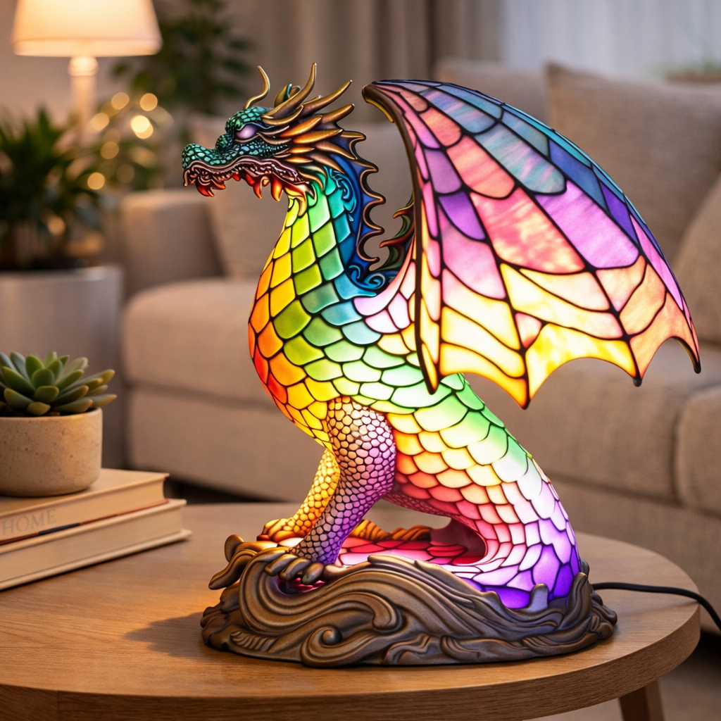 Lámpara de Mesa LED de Animales en Vidrio de Colores 17 cm