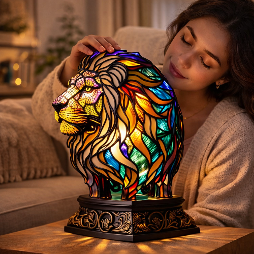 Lámpara de Mesa LED de Animales en Vidrio de Colores 17 cm