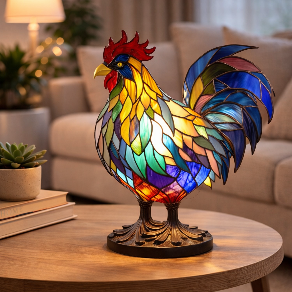 Lámpara de Mesa LED de Animales en Vidrio de Colores 17 cm