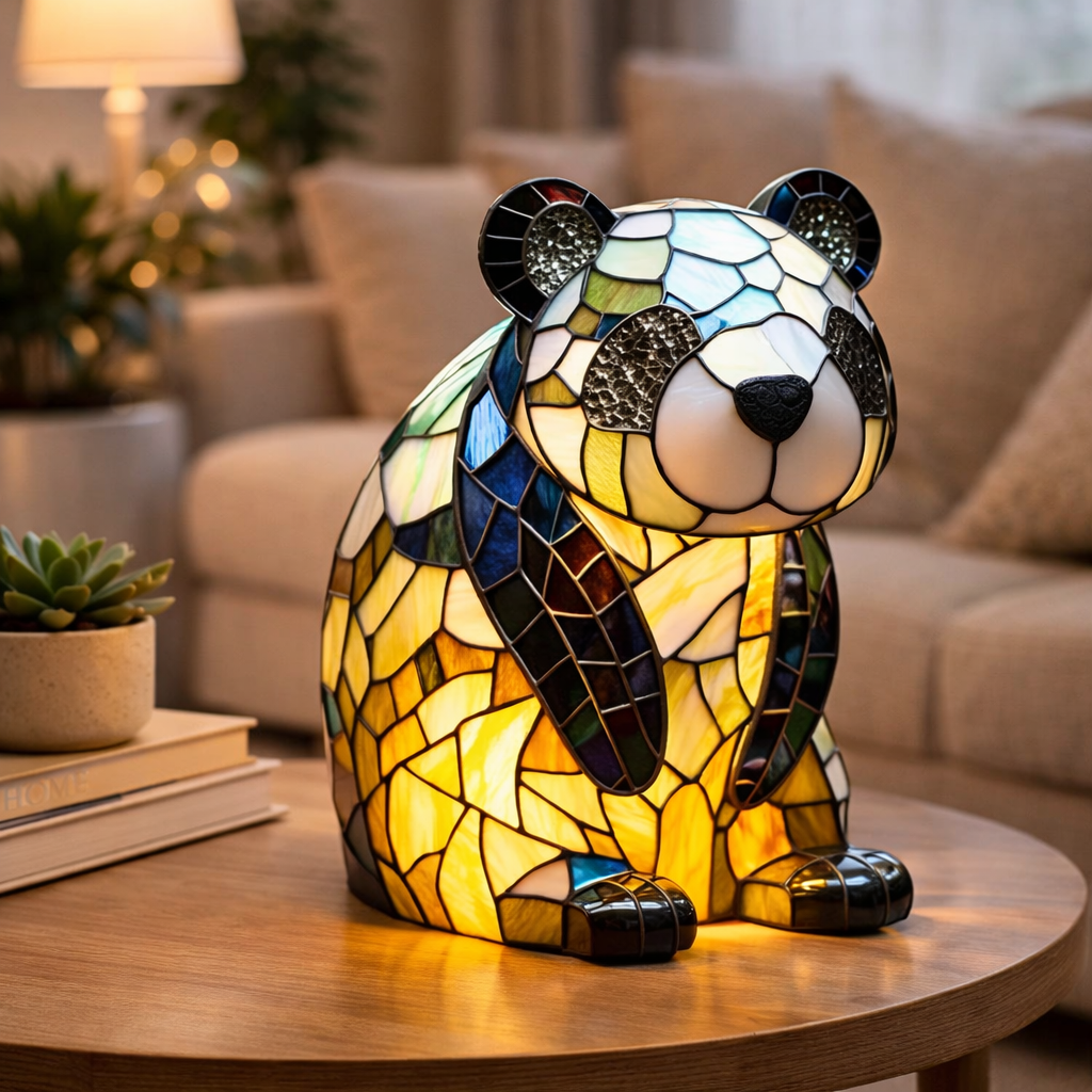 Lámpara de Mesa LED de Animales en Vidrio de Colores 17 cm