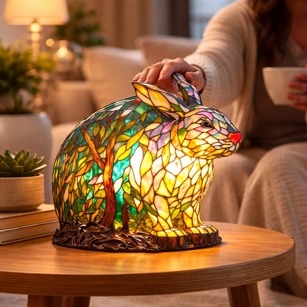 Lámpara de Mesa LED de Animales en Vidrio de Colores 17 cm