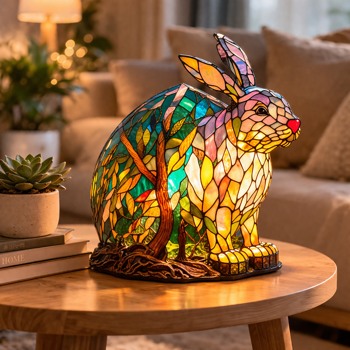 Lámpara de Mesa LED de Animales en Vidrio de Colores 17 cm
