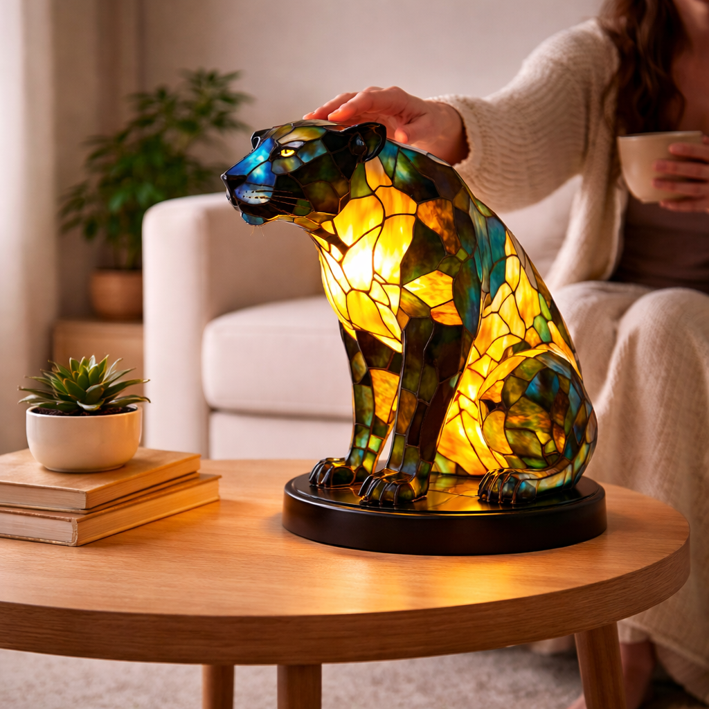 Lámpara de Mesa LED de Animales en Vidrio de Colores 17 cm