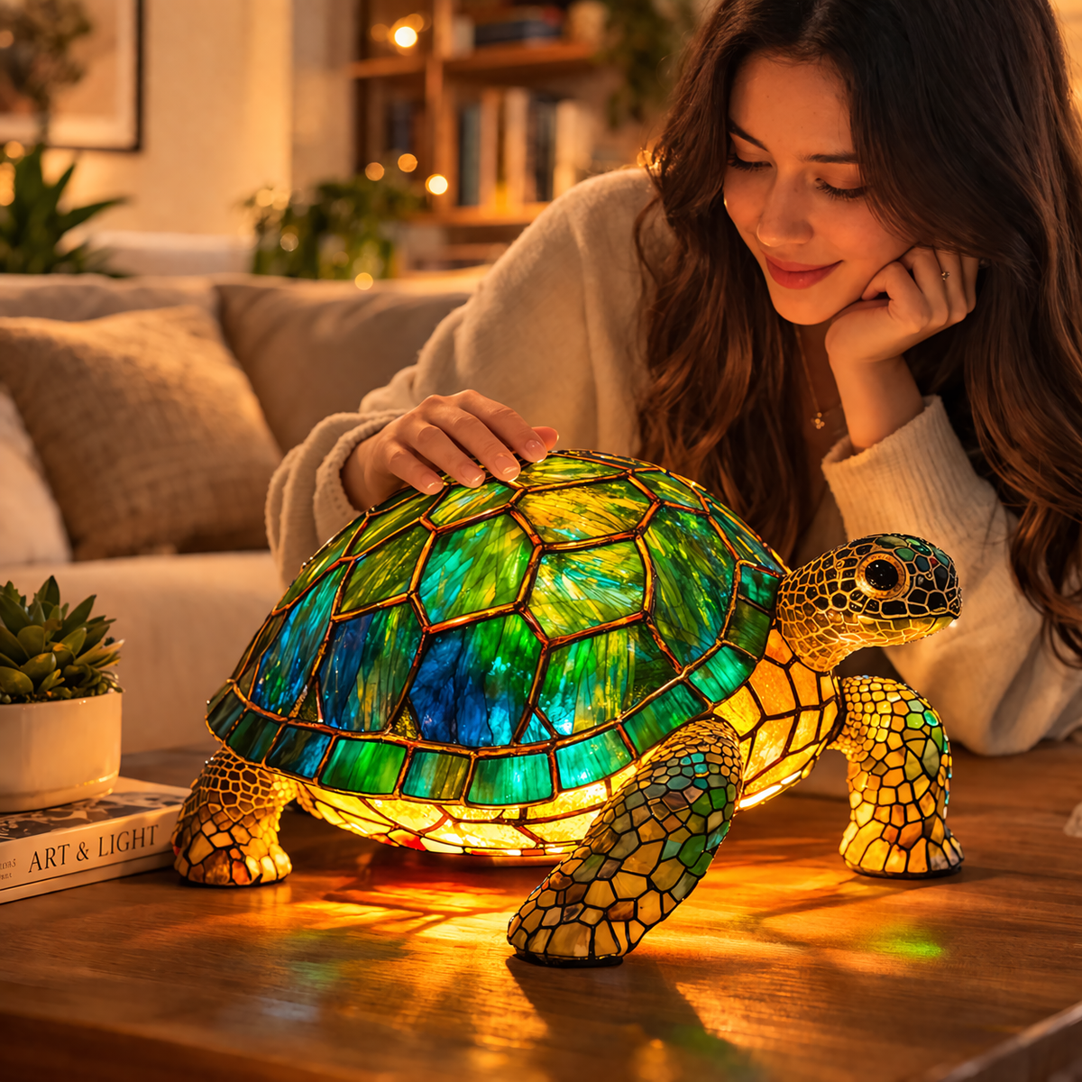 Lámpara de Mesa LED de Animales en Vidrio de Colores 17 cm