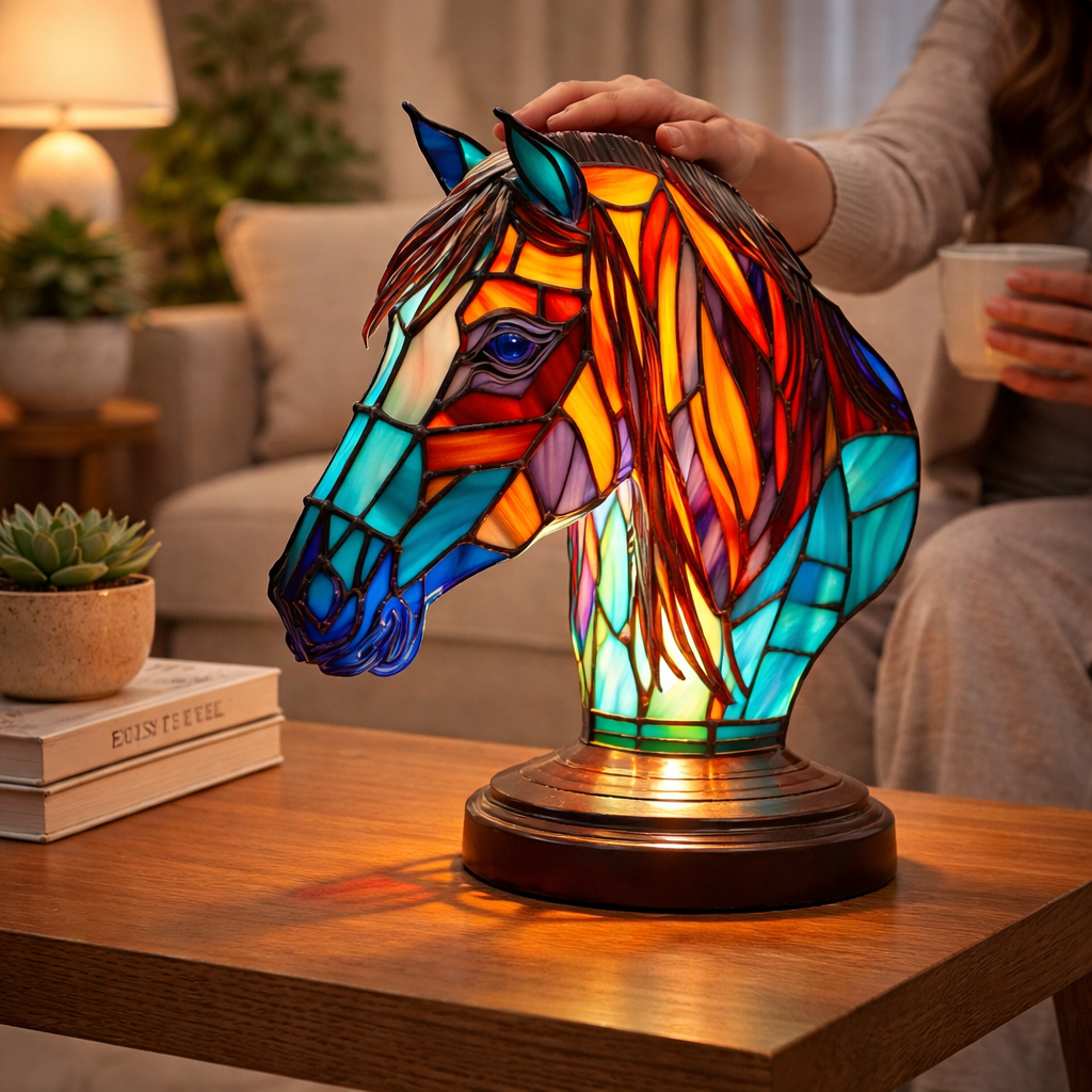 Lámpara de Mesa LED de Animales en Vidrio de Colores 17 cm