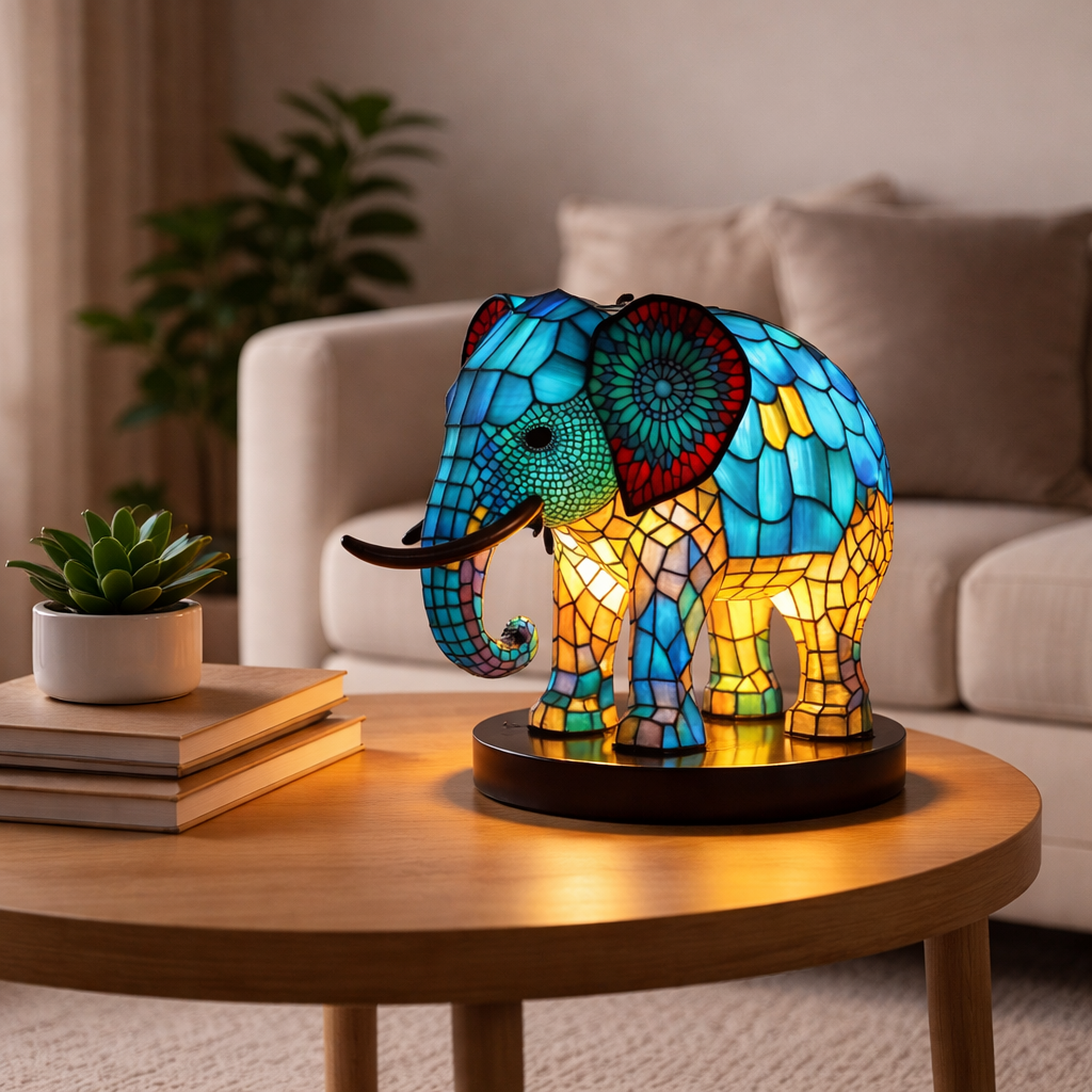 Lámpara de Mesa LED de Animales en Vidrio de Colores 17 cm