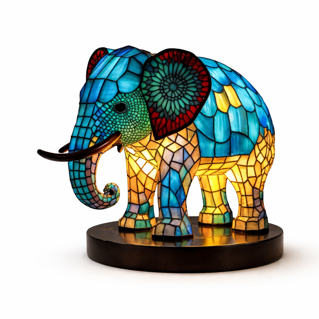 Lámpara de Mesa LED de Animales en Vidrio de Colores 17 cm